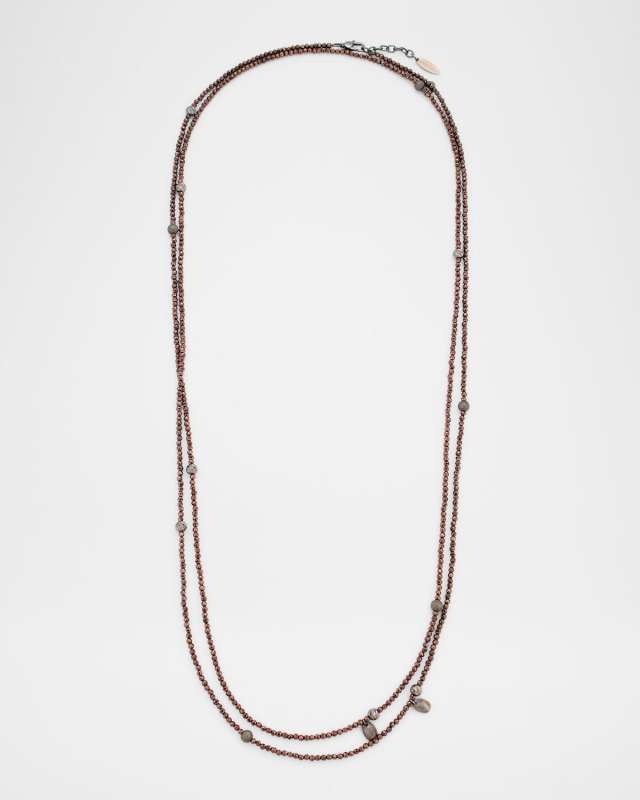 Hematite Silver Beaded Wrap Necklace